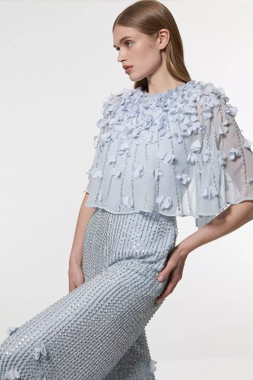 Crystal Applique Angel Sleeve Woven Jumpsuit | Karen Millen