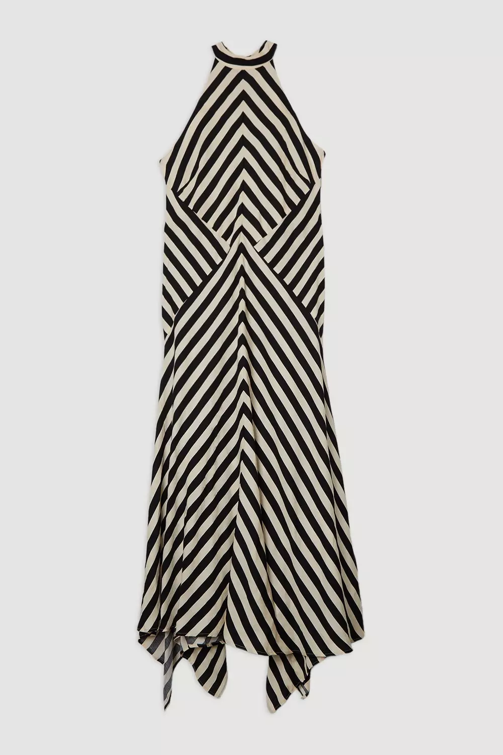 Plus Size Mono Fluid Stripe Cotton Mix Woven Maxi Halter