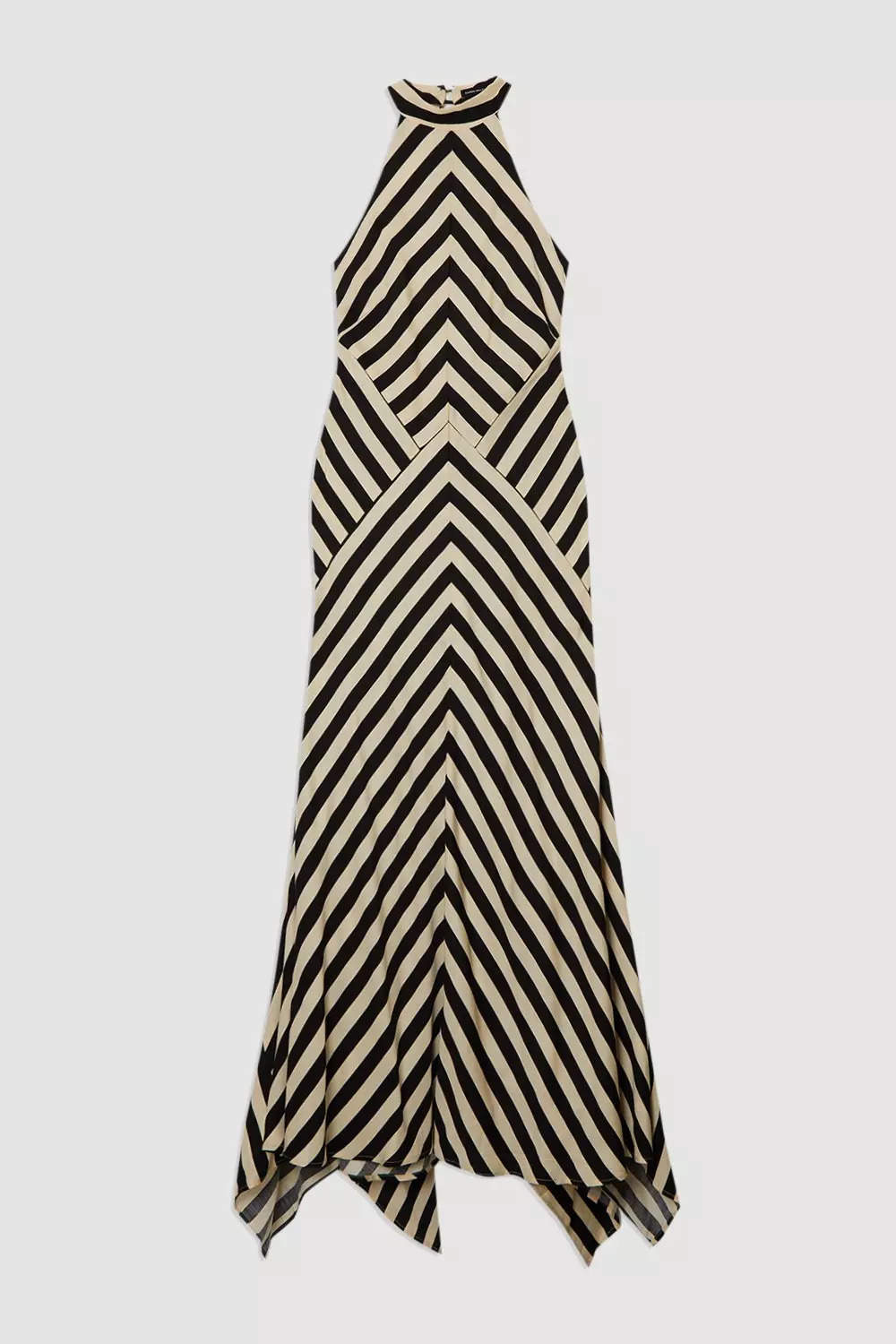 【KAREN MILLEN】タフタ チェック リボン テーラード マキシ Mono Fluid Stripe Cotton Mix Woven Maxi Halter Dress | Karen