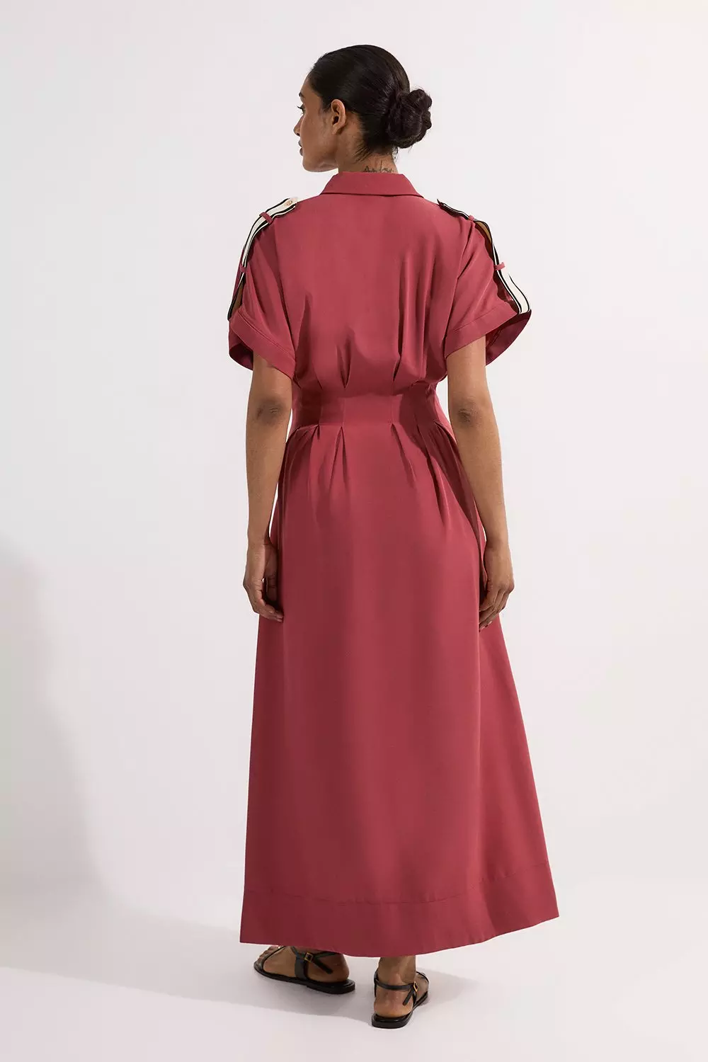 Tall Crepe Woven Shirt Dress With Contrast Stripe Trim