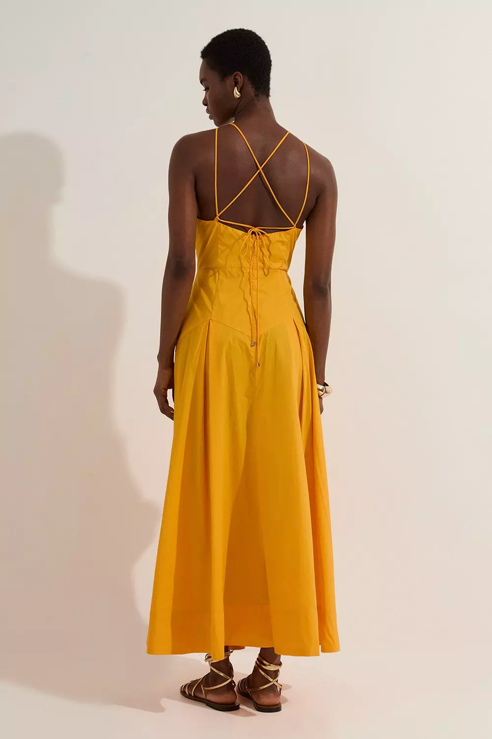 Cotton Halter Neck Woven Midi Dress With Dropped Waist