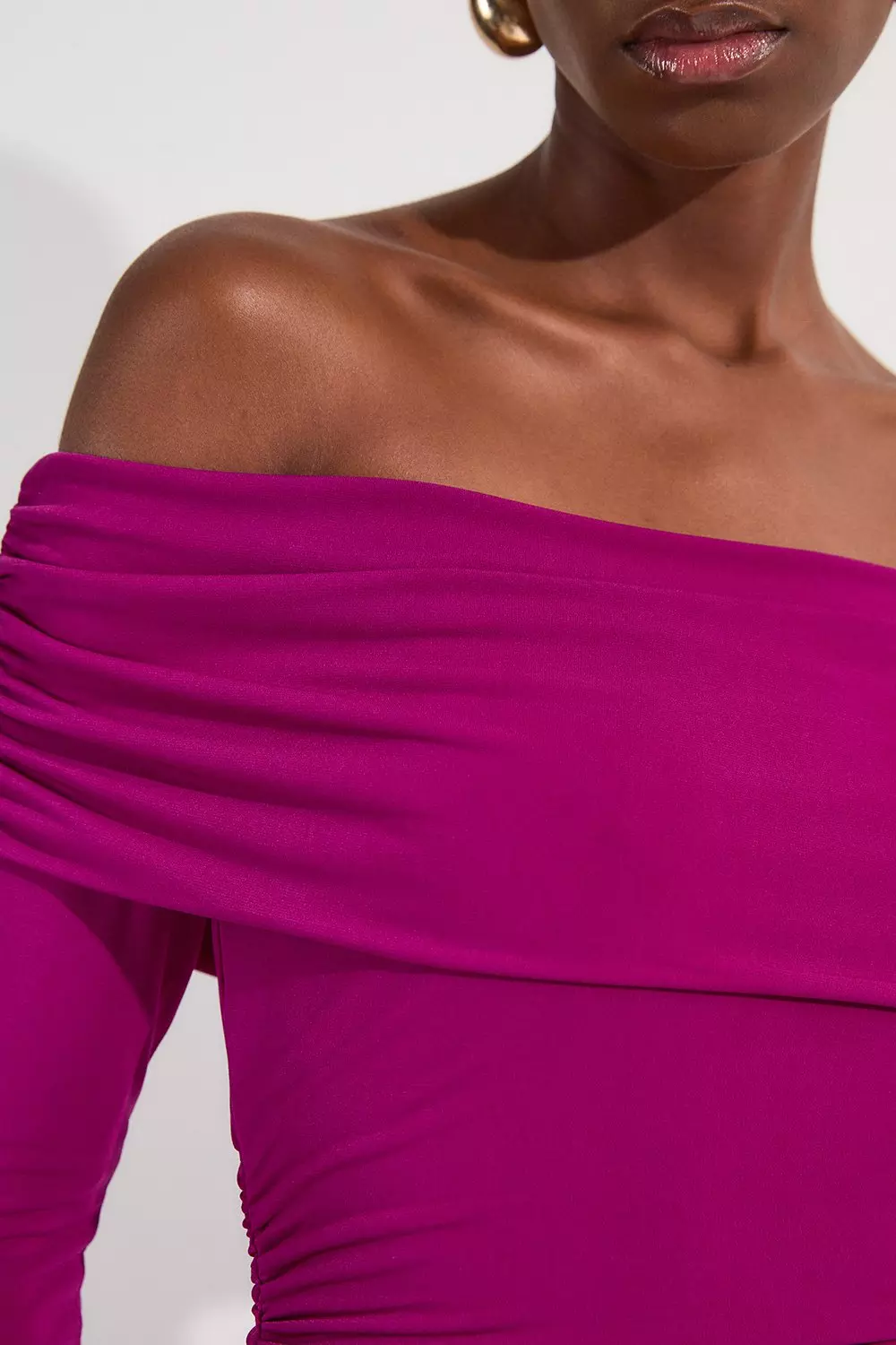 【Karen Millen】バルドー ドレープ ミディ ワンピース Tall Off The Shoulder Drapey Midi Dress | Karen Millen