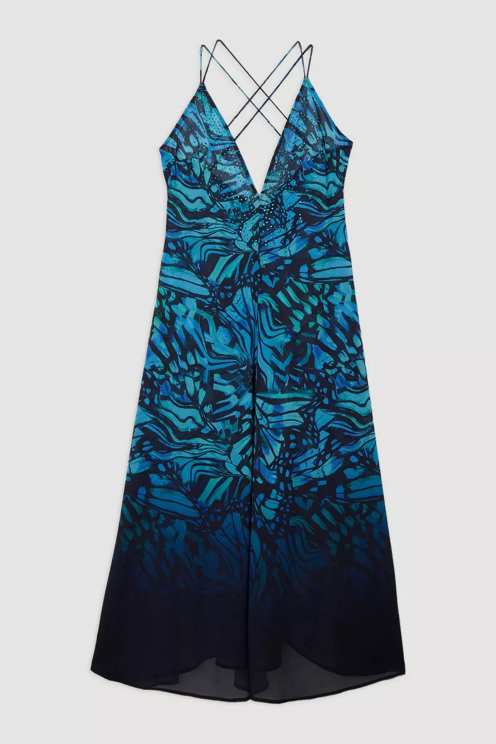 【Karen Millen】フローラルストライプ リボン タイネックドレス Karen Millen】フローラルストライプ リボン タイネックドレス
