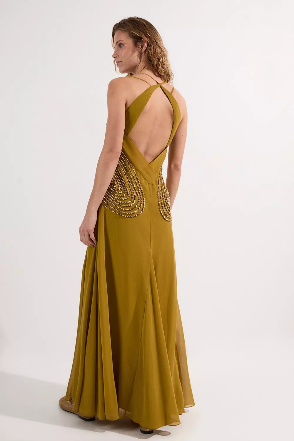 Embellished Geo Strappy Woven Maxi Dress | Karen Millen