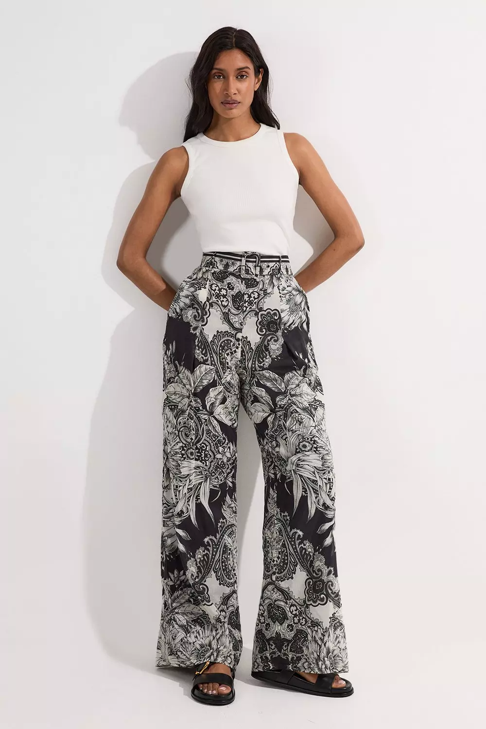 Mono Tall Tile Silk Cotton Woven High Waisted Trouser alternative image