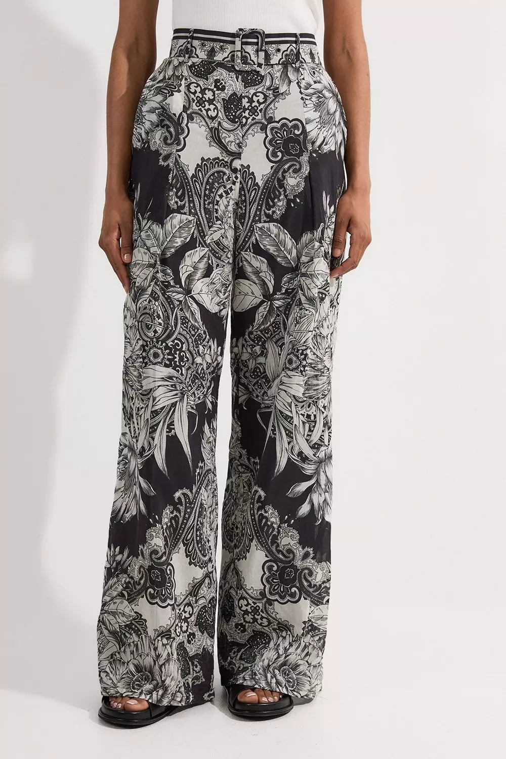 Mono Tall Tile Silk Cotton Woven High Waisted Trouser alternative image