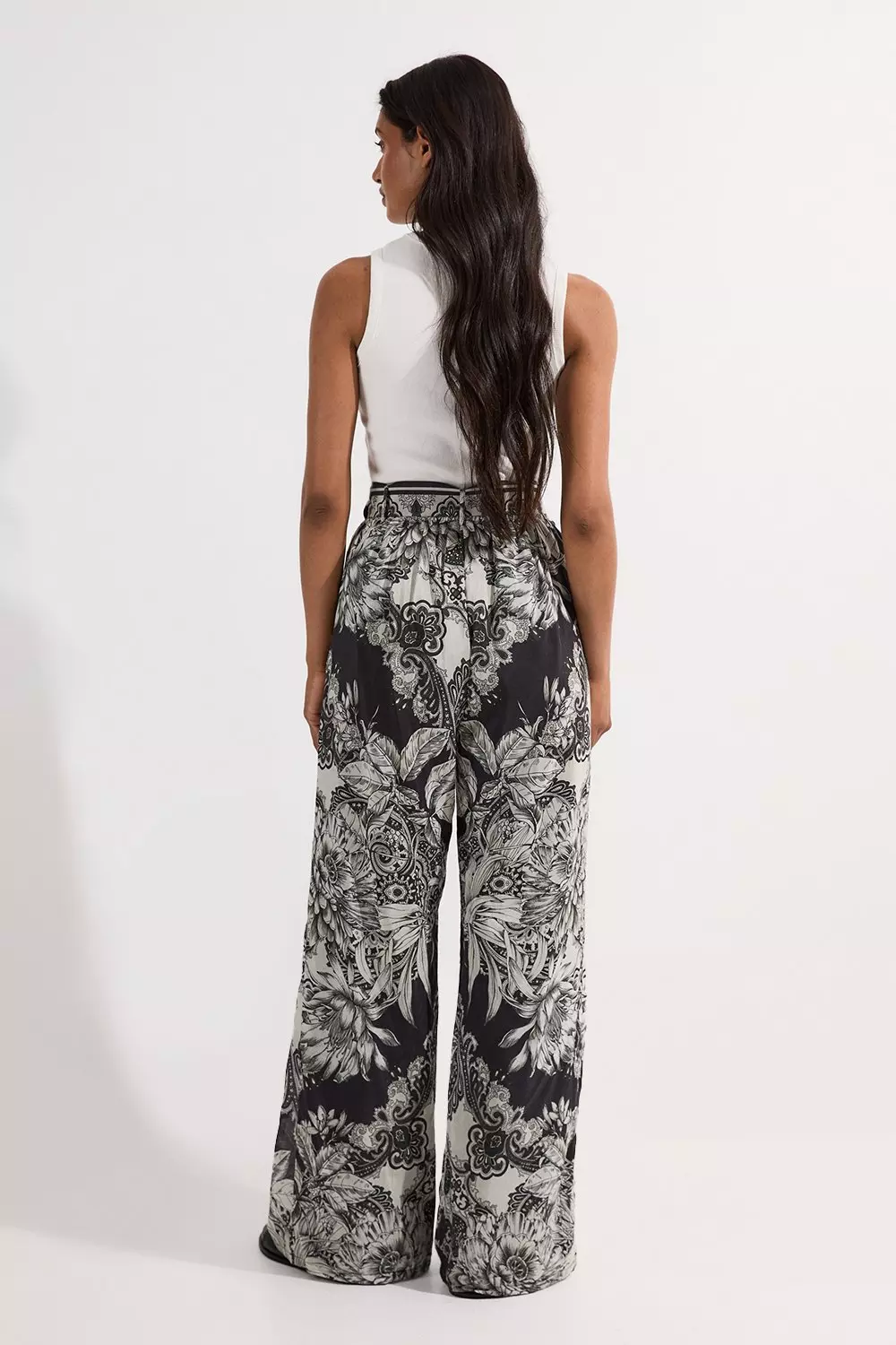 Mono Tall Tile Silk Cotton Woven High Waisted Trouser alternative image