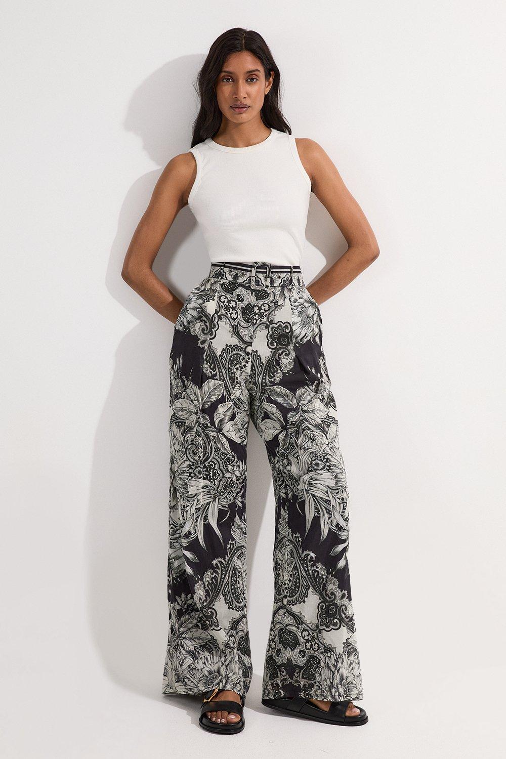 Silk Pants | Black & White Silk Pants | Karen Millen