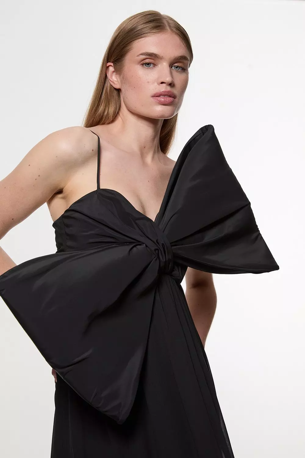 【KAREN MILLEN】タフタ チェックボウディテール ドレス Crystal Embellished Bow Detail Woven Maxi Dress | Karen Millen