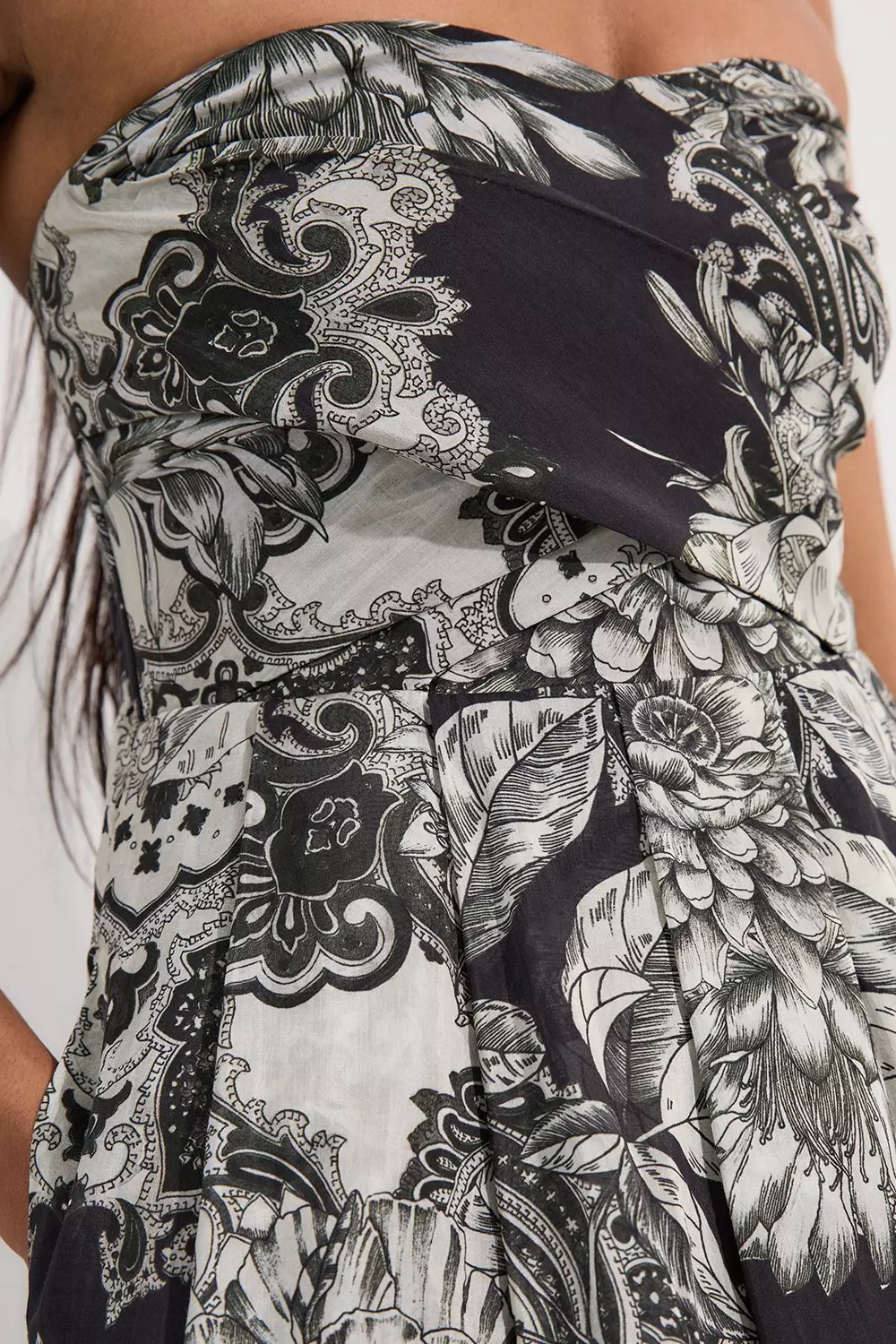 安心追跡【KAREN MILLEN】コットン ティアード タイル ドレス Tile Silk Cotton Bustier Woven Prom Dress | Karen Millen