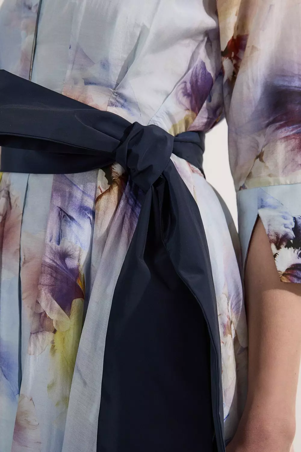Spring Floral Silk Cotton Woven Shirt Dress | Karen Millen