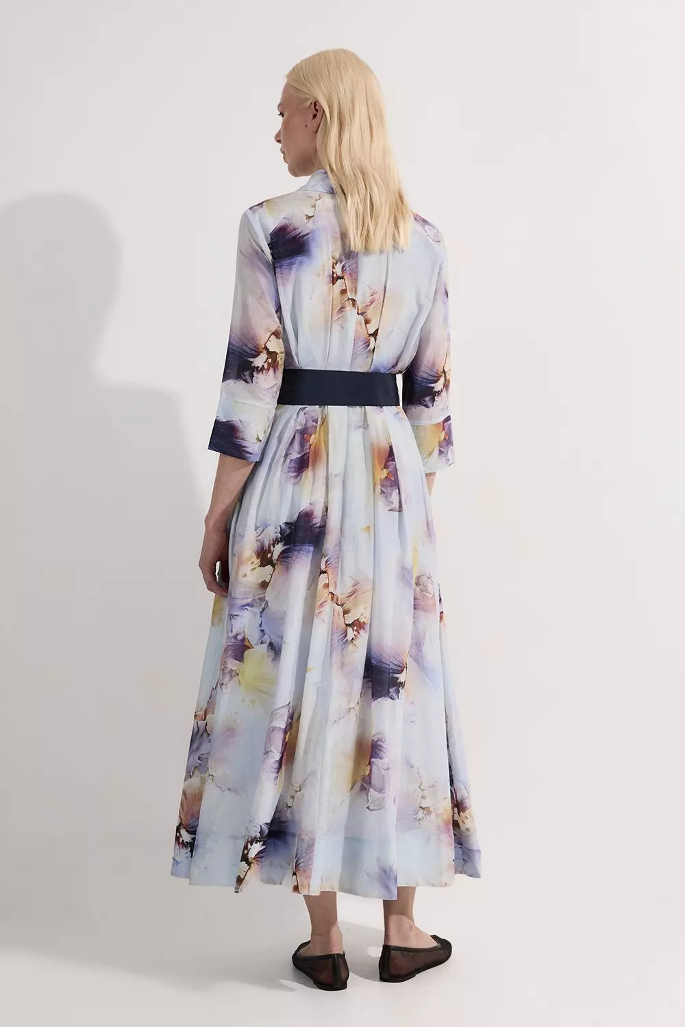 Spring Floral Silk Cotton Woven Shirt Dress | Karen Millen