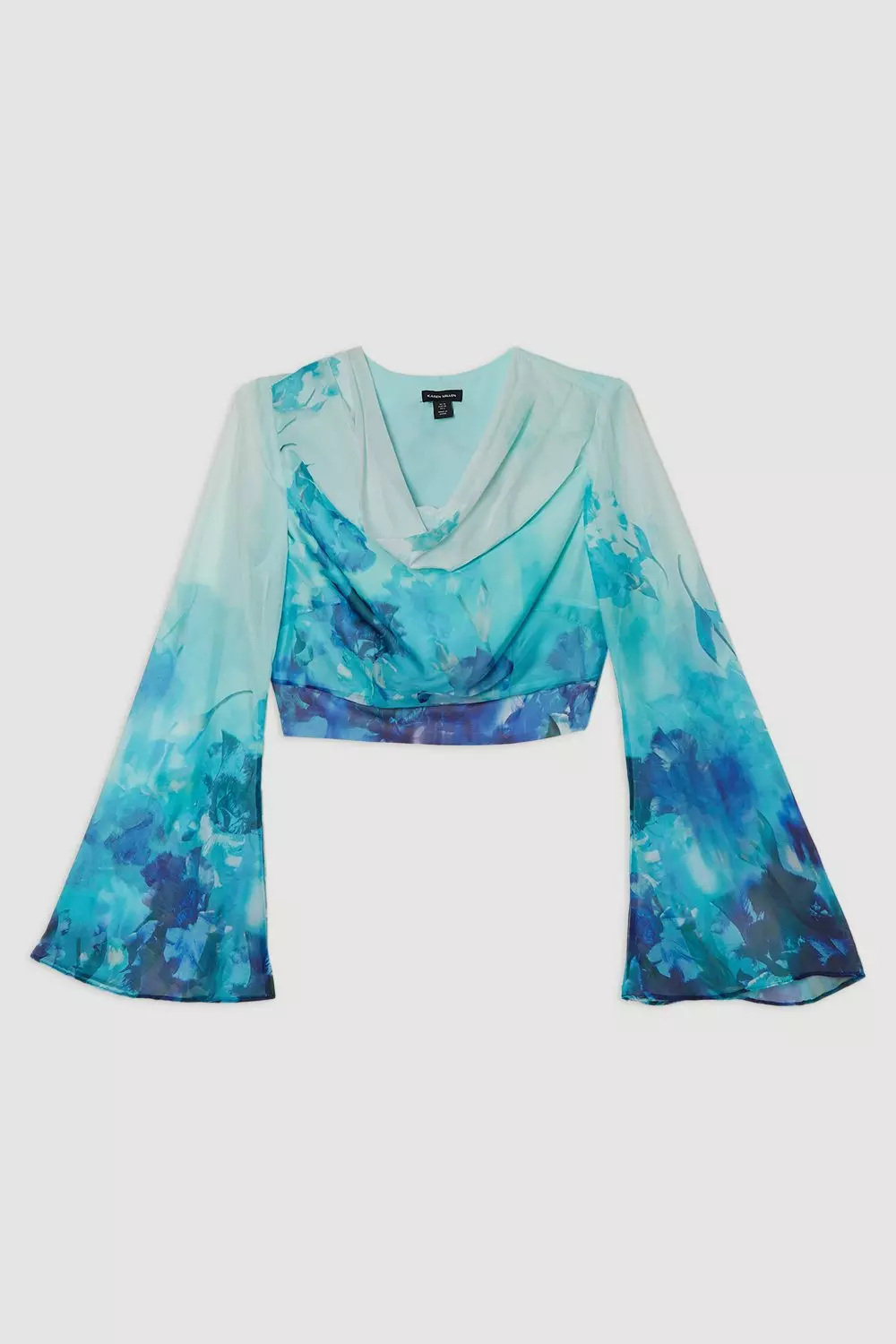 日本未入荷★Karen Millen ハイネックファージャケット Ombre Floral Cowl Front Woven Top | Karen Millen
