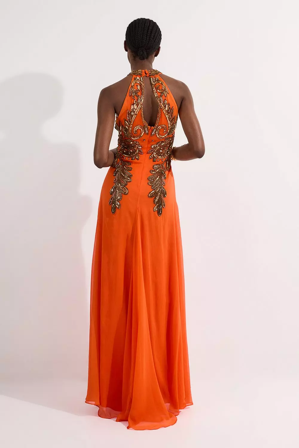 ◆KAREN MILLEN◆ 花柄ビスコースリネンマキシスカート / orange KAREN MILLEN Placed Floral Embroidered And Beaded Woven Midi