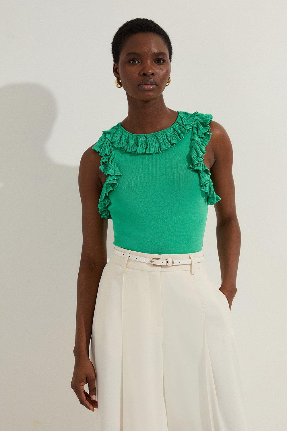 Green Tops | Emerald & Lime Green Tops | Karen Millen