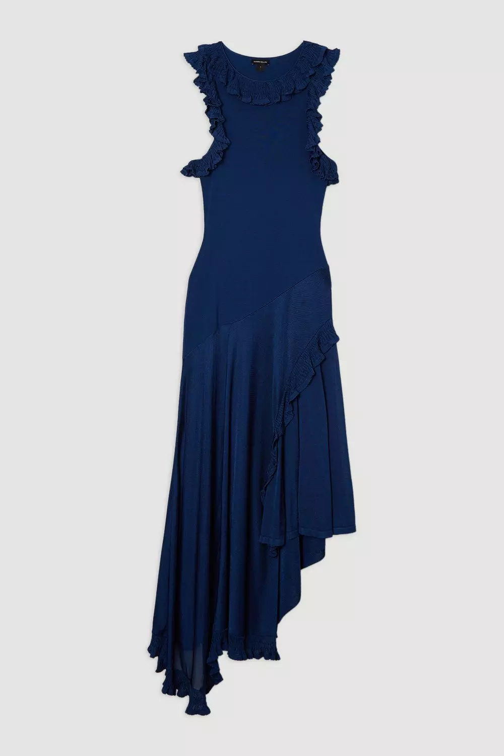 Ruffle Trim Knitted Maxi Dress | Karen Millen