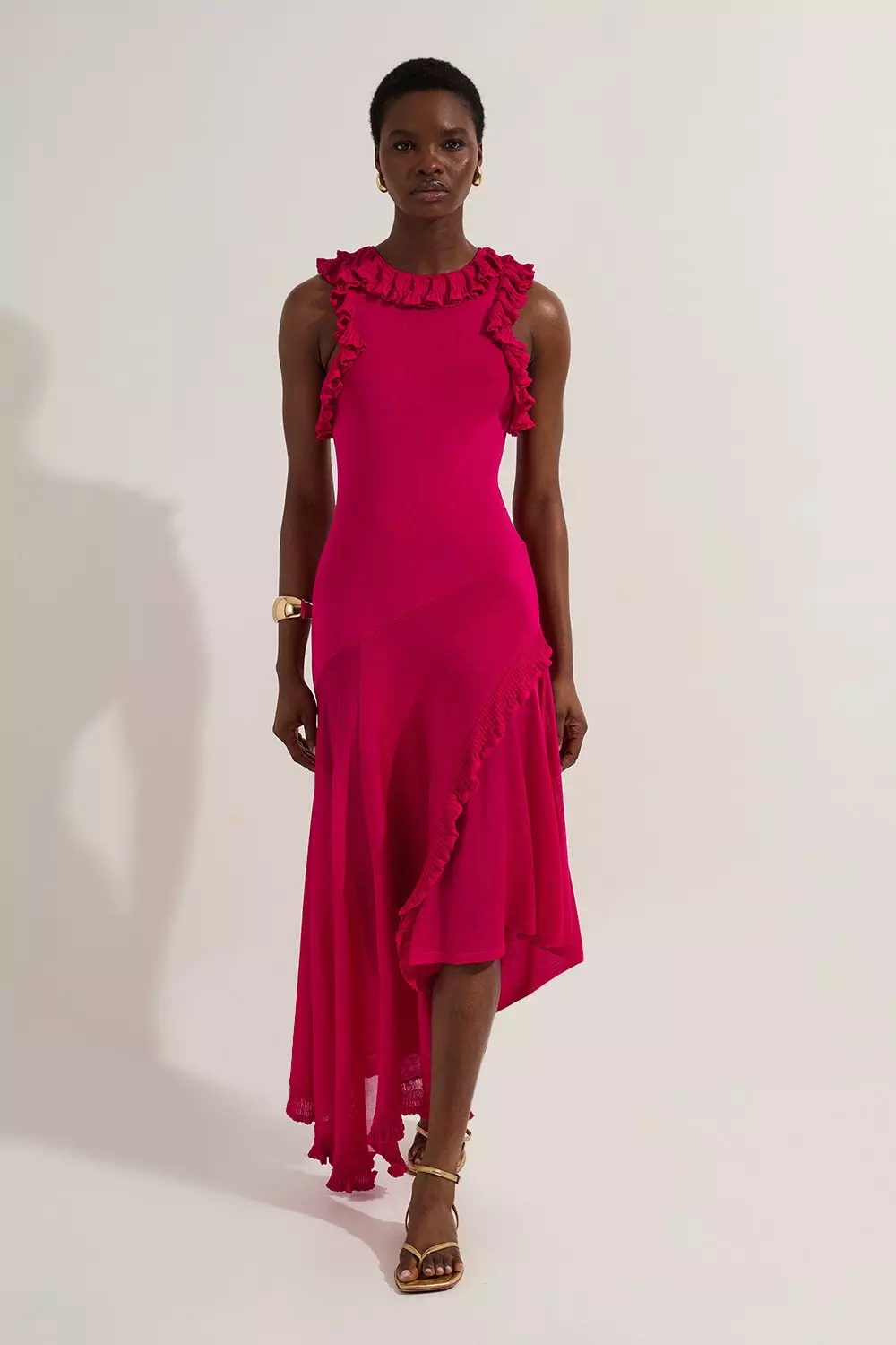 【KAREN MILLEN】ニットレースコルセットディテールマキシドレス Sequin Metallic Boucle Tailored Maxi Dress | Karen Millen