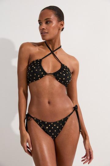 Gold Stud Bikini Bottom black