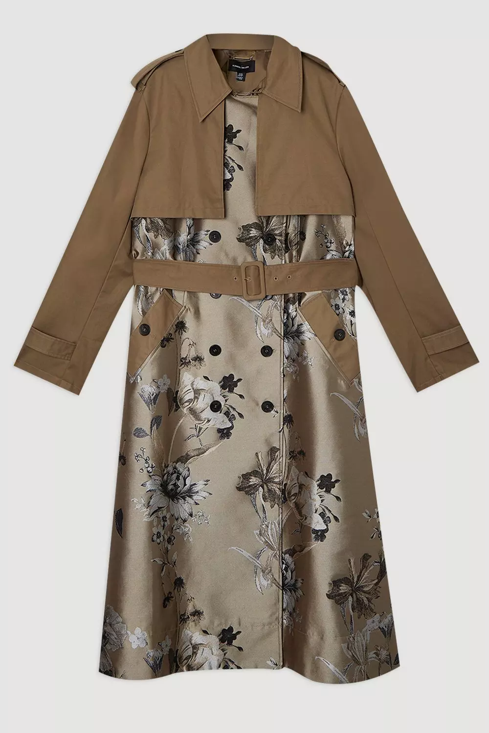 Tailored Jacquard Mix Trench Midi Coat | Karen Millen