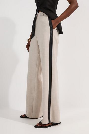 Tailored Marl Pu Tipped Wide Leg Trouser neutral