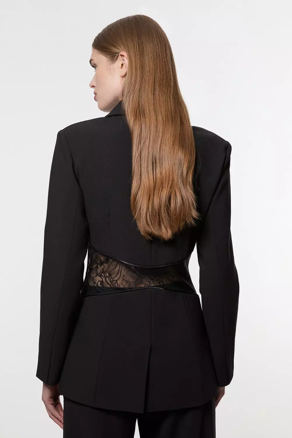 Tailored Lace Detail Single Breasted Blazer | Karen Millen