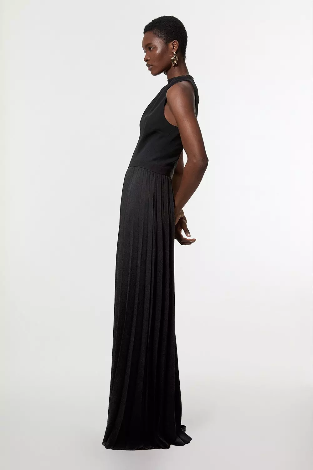 ◆KAREN MILLEN◆ テーラード ラップジャンプスーツ / black Soft Tailored Halter Neck Pleated Jumpsuit | Karen Millen