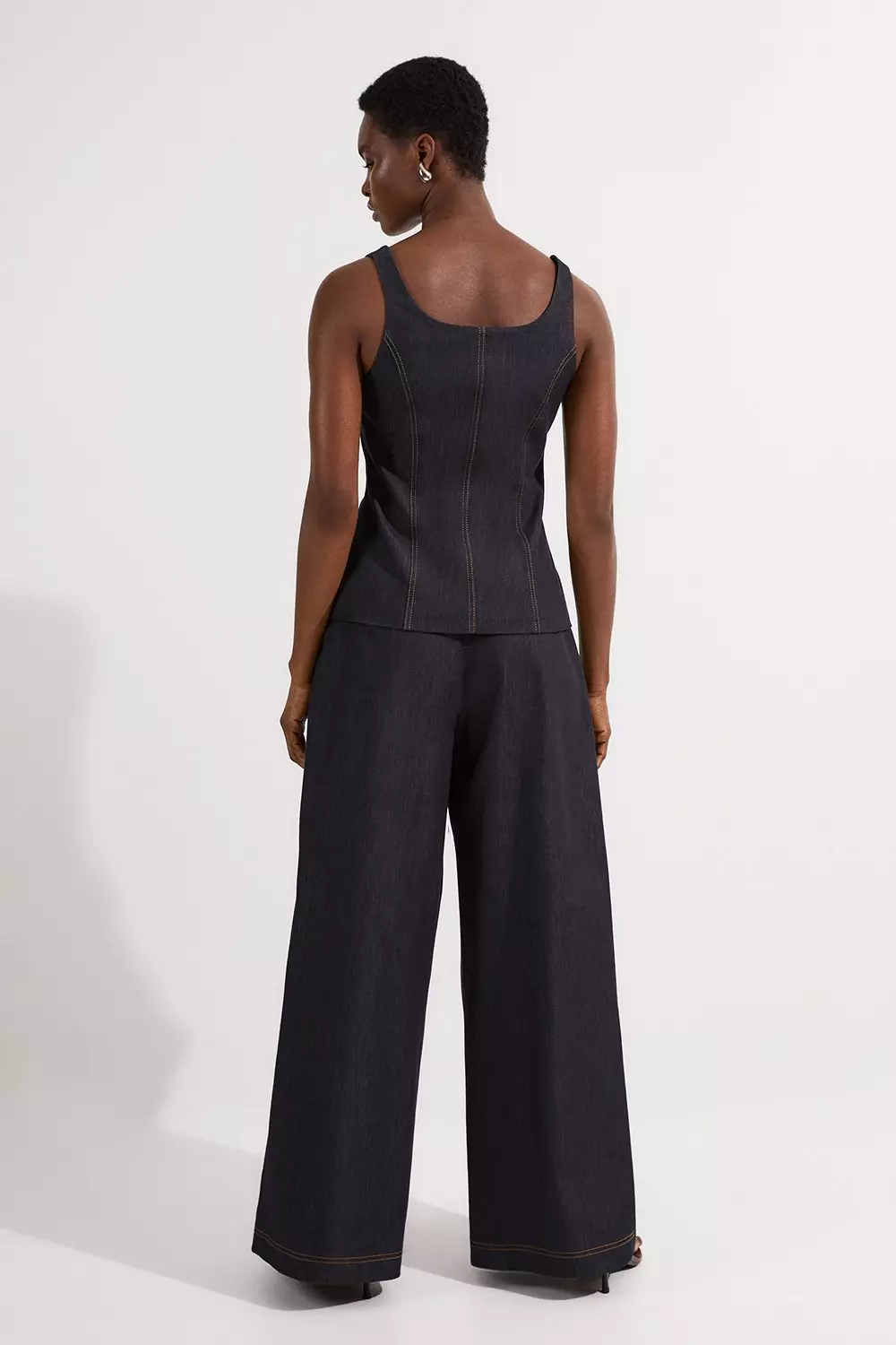 ◆KAREN MILLEN◆ デニム ワイドレッグ ジャンプスーツ / indigo bkk19337_indigo_xl?pdp.template