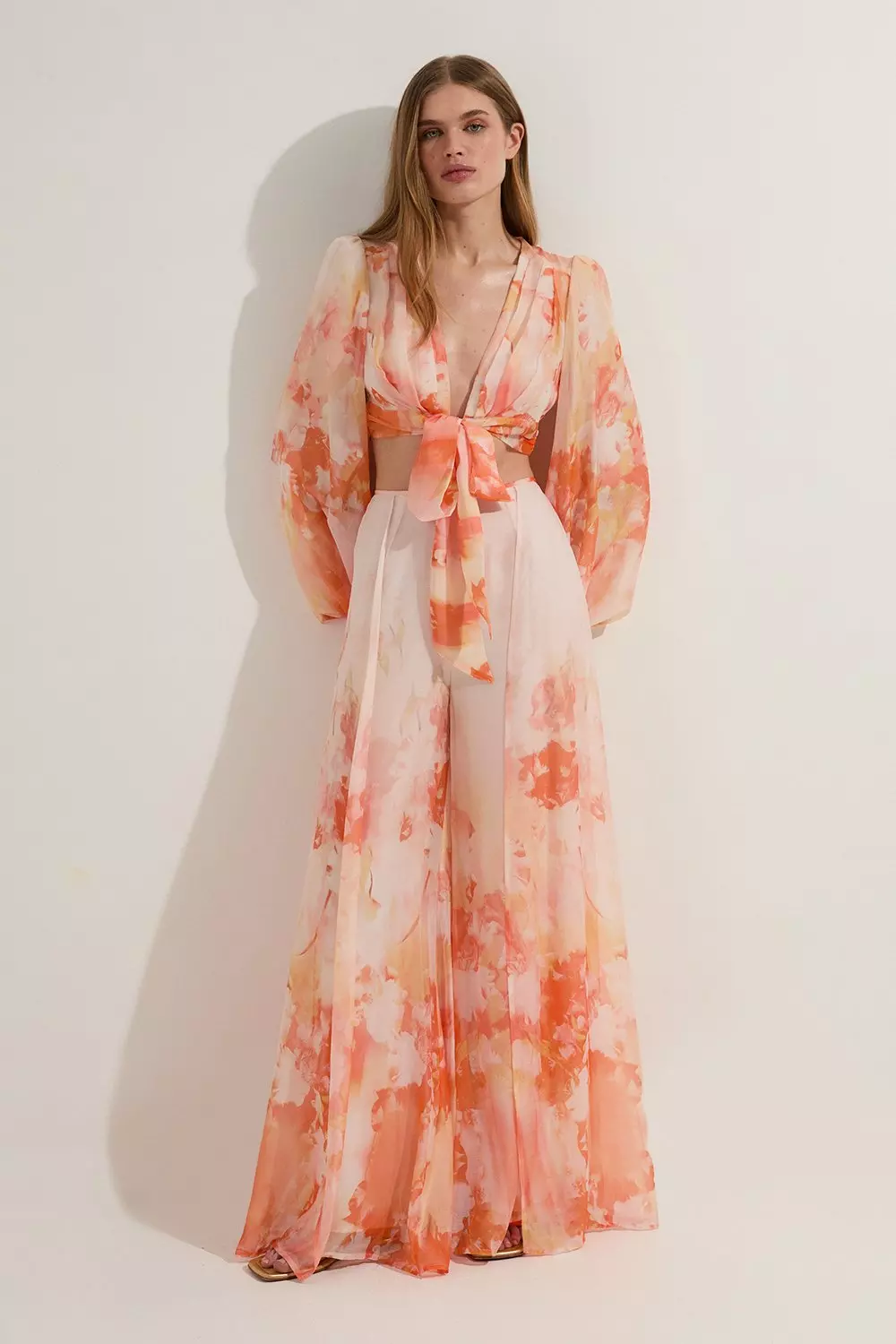 Ombre Floral Button Up Front Woven Top | Karen Millen