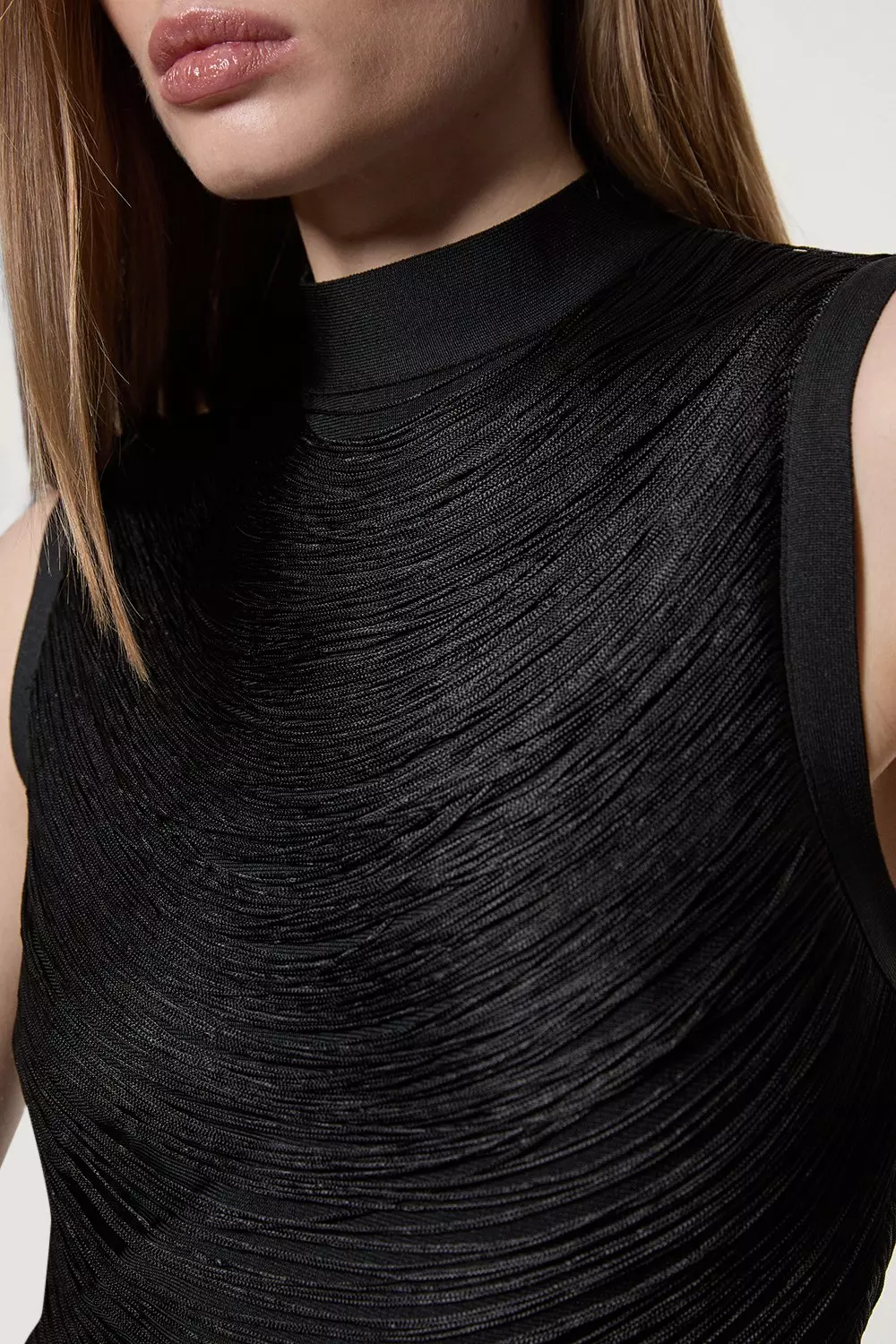 関送込【KAREN MILLEN】フィギュアフォームタッセルミニドレス Bandage Figure Form Knit Tassel Mini Dress | Karen Millen