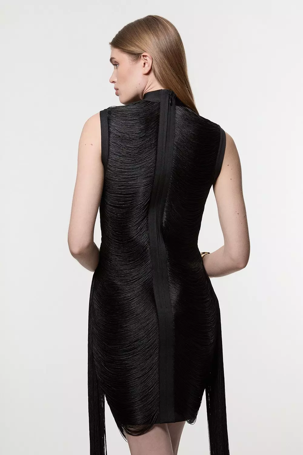 【KAREN MILLEN】フィギュアフォームバンデージニットミニドレス Figure Form Bandage One Shoulder Fringe Mini Knit Dress
