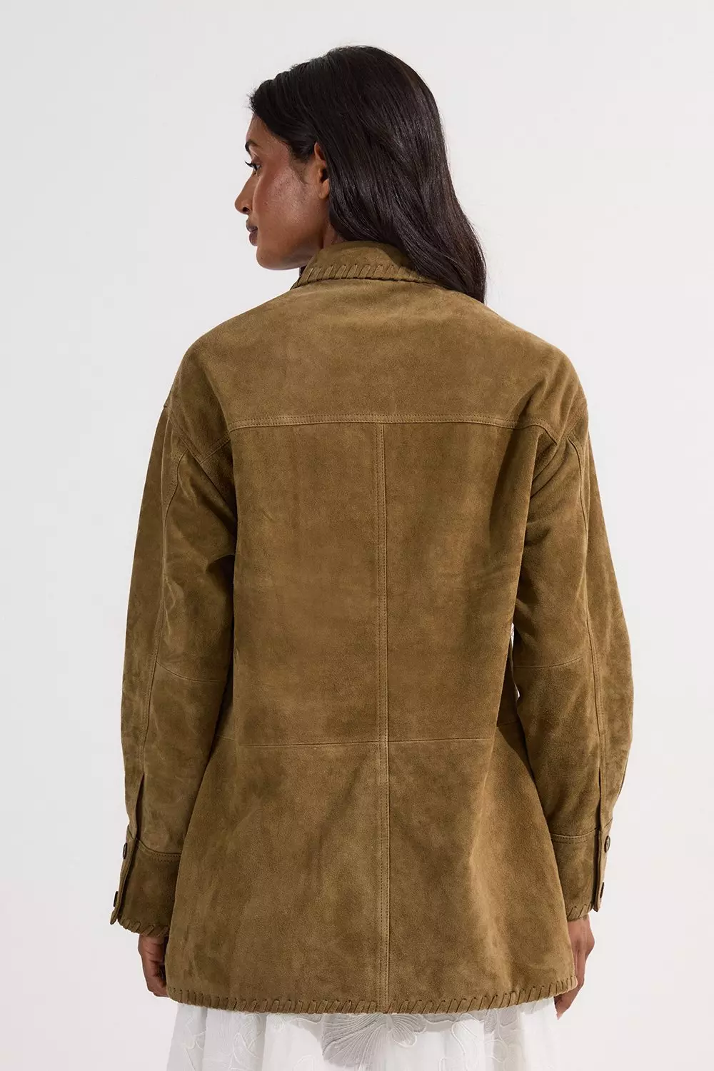 英国【Karen Millen】スエードホイップステッチカラージャケット Suede Whip Stitch Detail Collared Jacket | Karen Millen