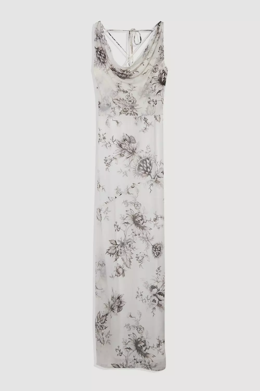 Sheer Viscose Georgette Sketchy Floral Deep V Woven Halter