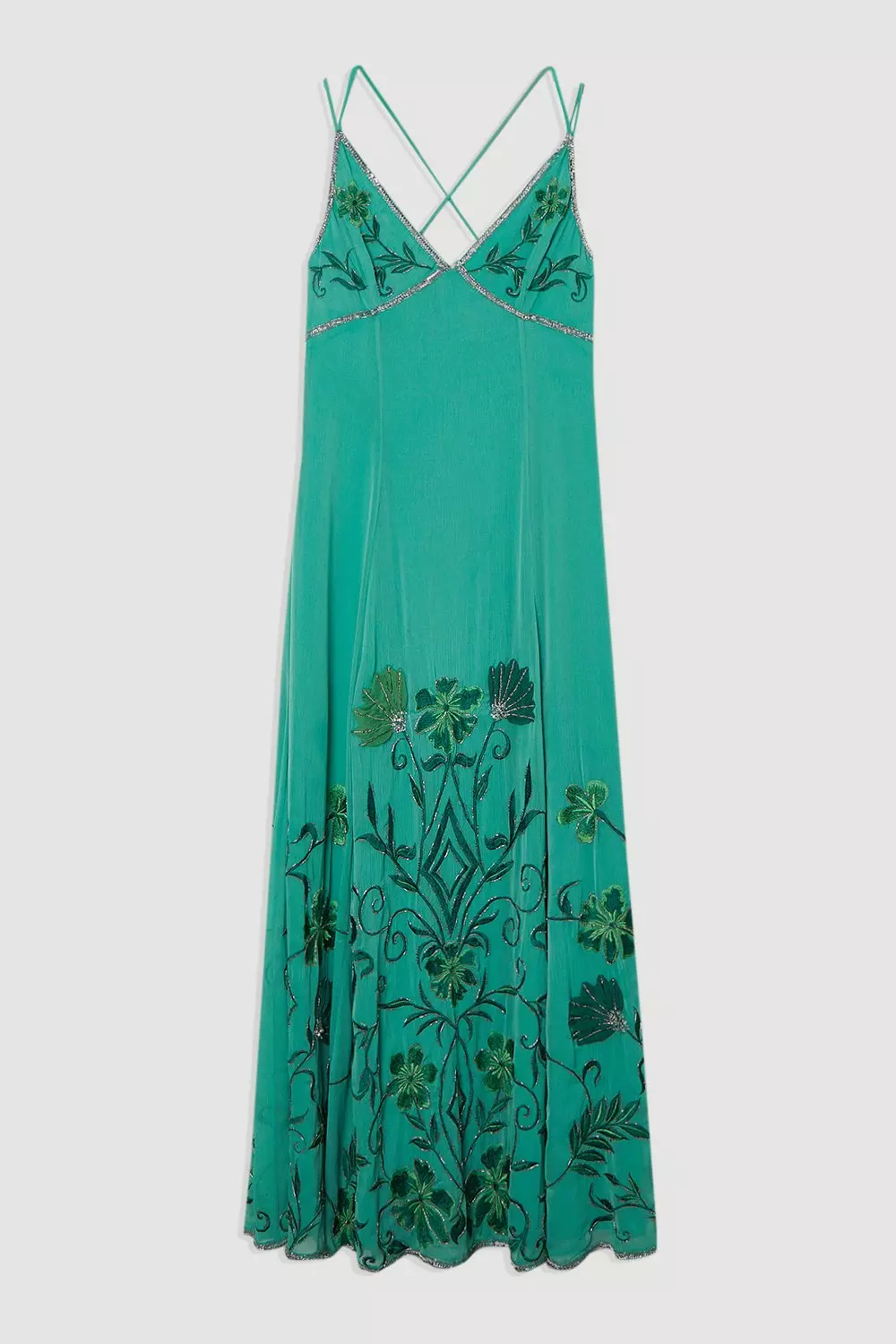 【Karen Millen】ウール風 ラップ ニットペンシルドレス Premium Embroidered Bandeau Beaded Organdie Woven Maxi Dress