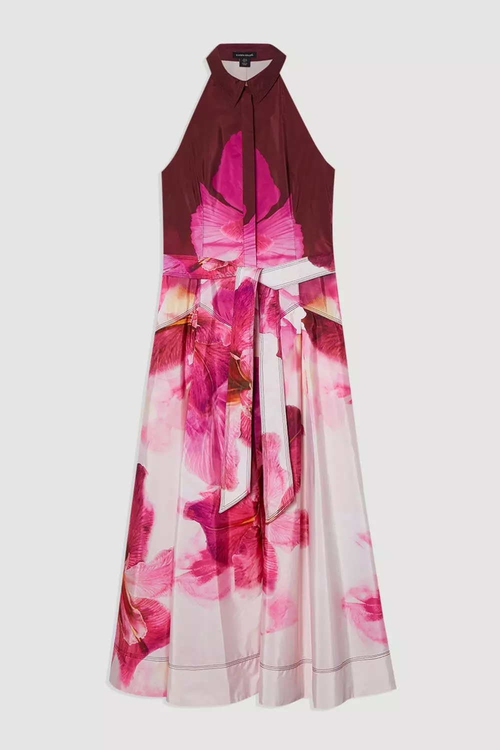 KAREN MILLEN 日本未入荷 刺繍 コットン シャツドレス ローズ Rose Embroidered Cotton Twill Woven Shirt Dress With Eyelets