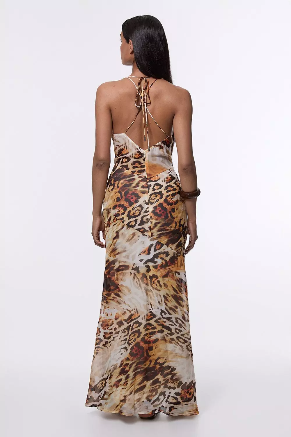 Sheer Viscose Georgette Sketchy Animal Deep V Woven Halter