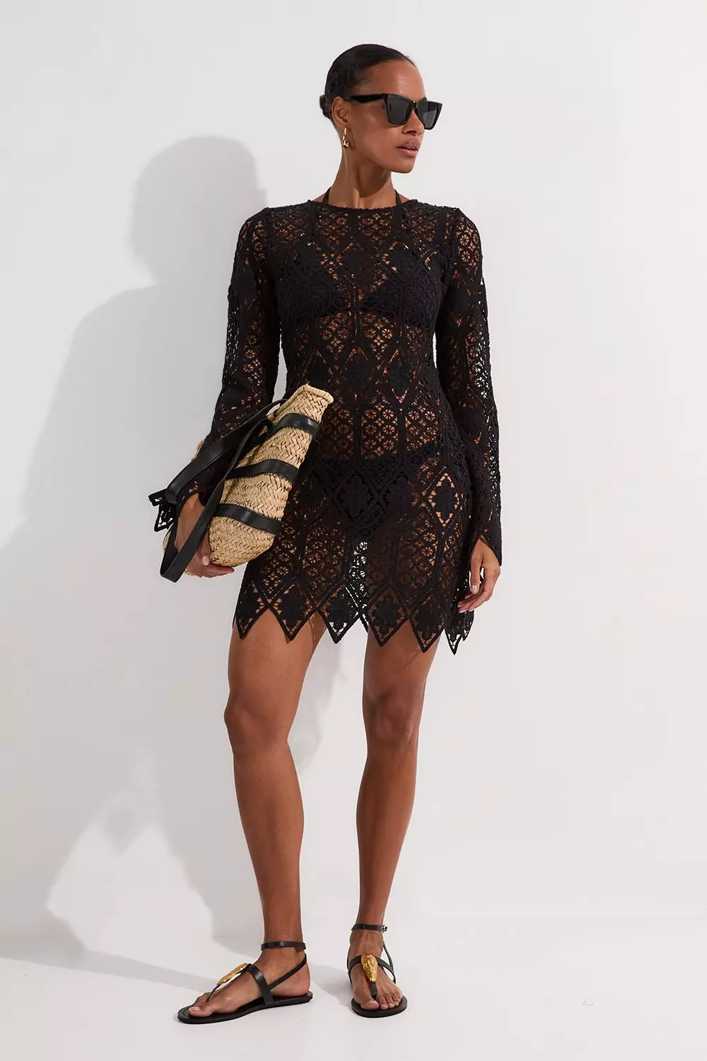 ★Karen Millen★ ビーチかぎ針編みミニドレス bkk24708_black_xl?pdp.template