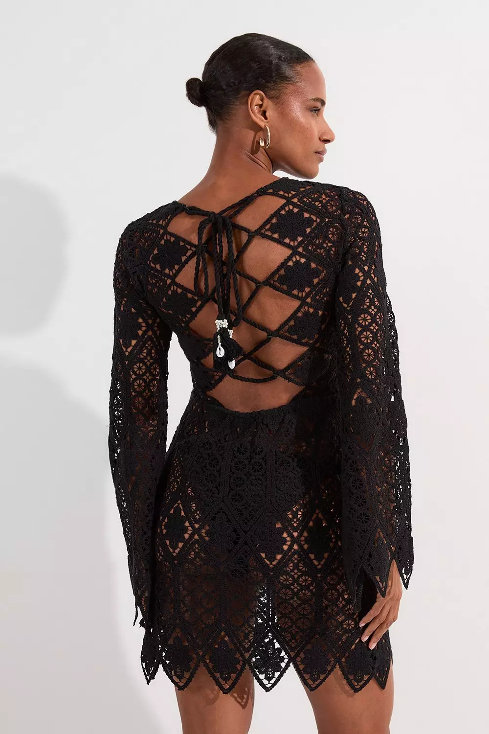 安心追跡【KAREN MILLEN】ビーチ クロッシェ編み ミニドレス Beach Crochet Mini Dress | Karen Millen