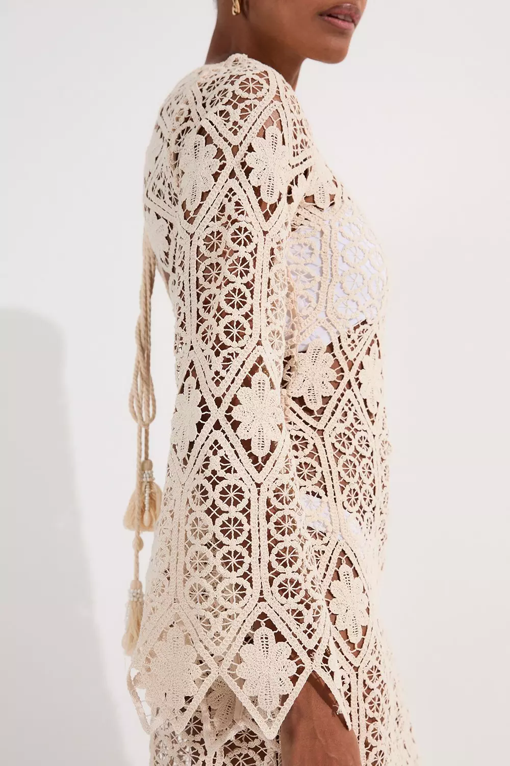Ivory Beach Crochet Mini Dress alternative image