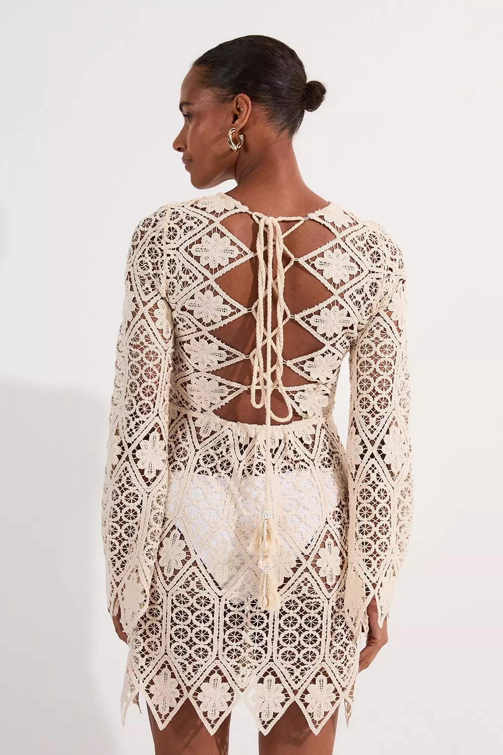 Ivory Beach Crochet Mini Dress alternative image