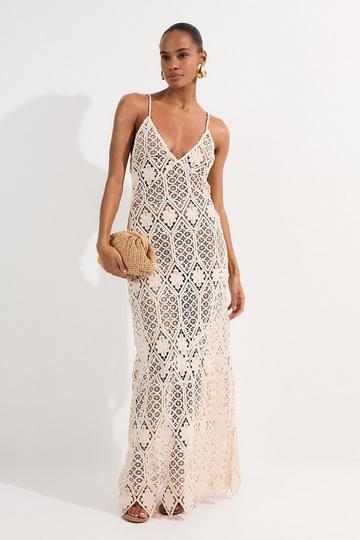 Beach Crochet Maxi Dress ivory