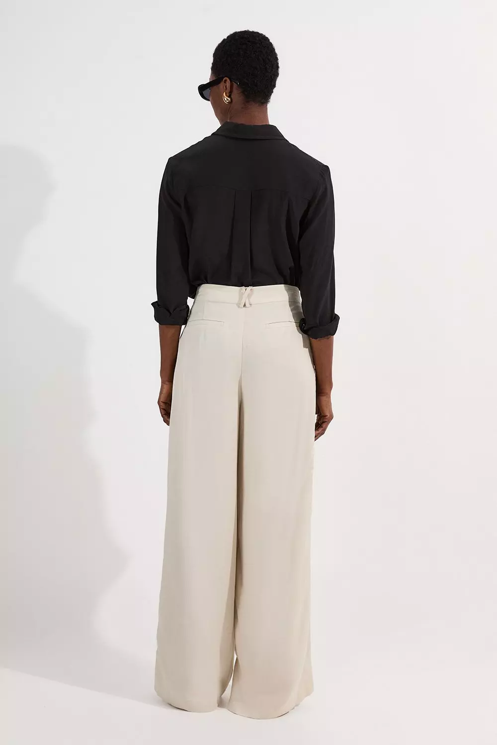 Viscose Linen Lace Trim Insert Woven Pants | Karen Millen