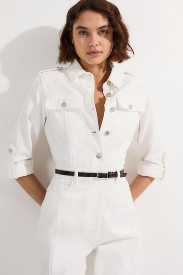 Denim Boiler Jumpsuit ivory