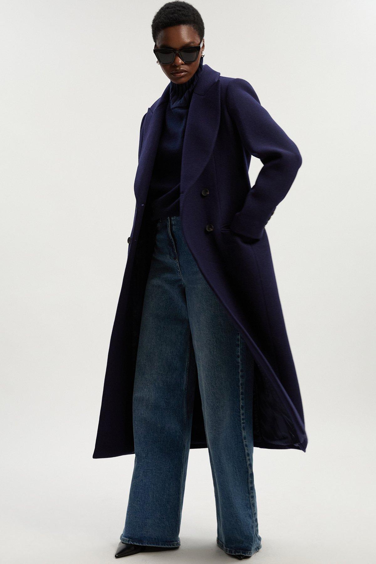 Women's Navy Coats | Long Navy Coats | Karen Millen