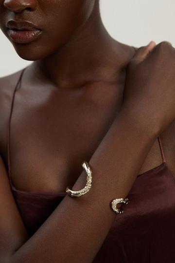 14kt Gold Plated Crystal Sprinkle Loop Cuff gold