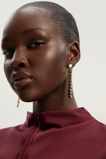 14kt Gold Plated Mosaic Drop Earrings gold