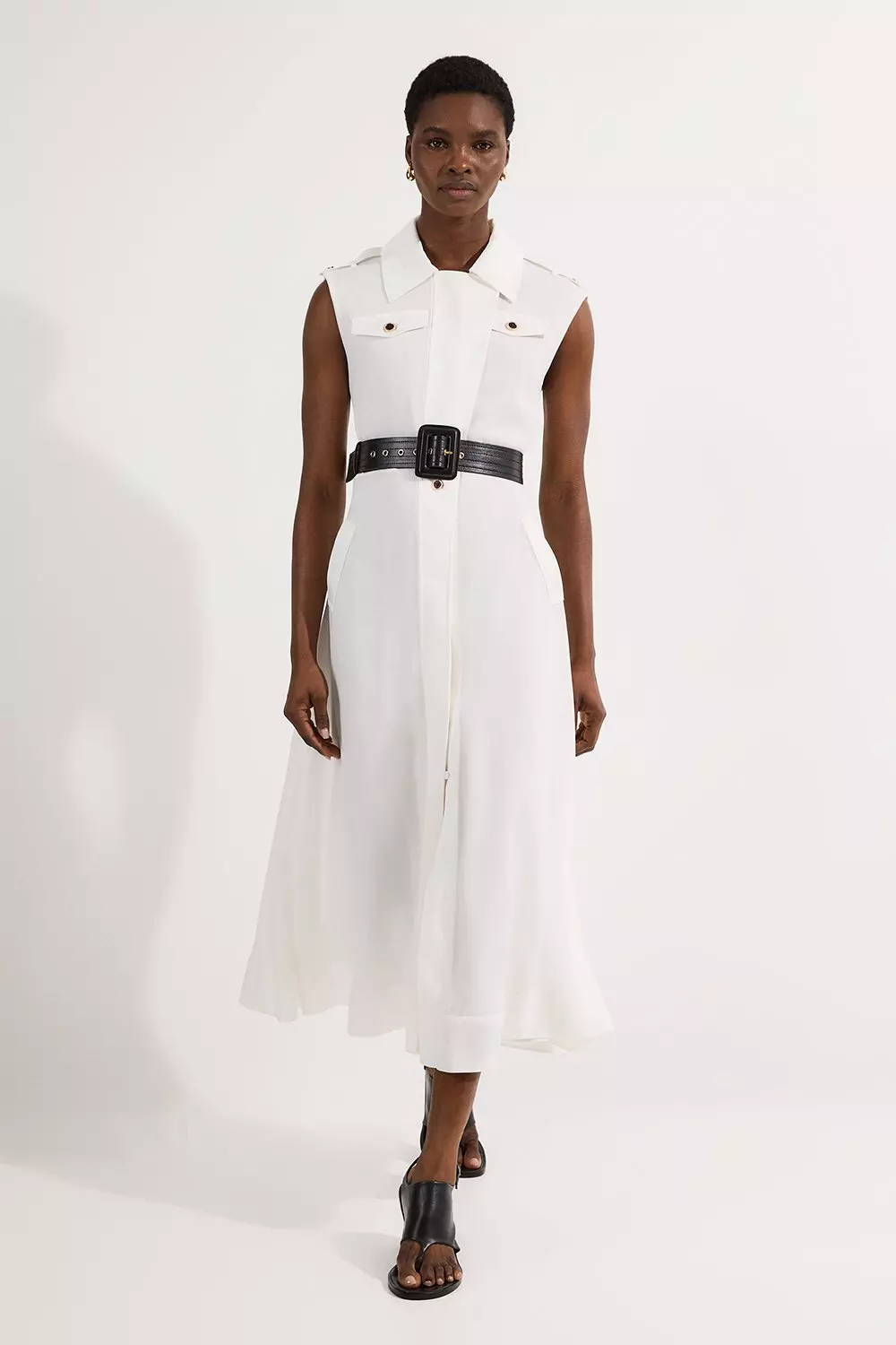 【Karen Millen】Viscose linen マキシドレス ※送料込 Viscose Linen Woven Strappy Maxi Dress | Karen Millen