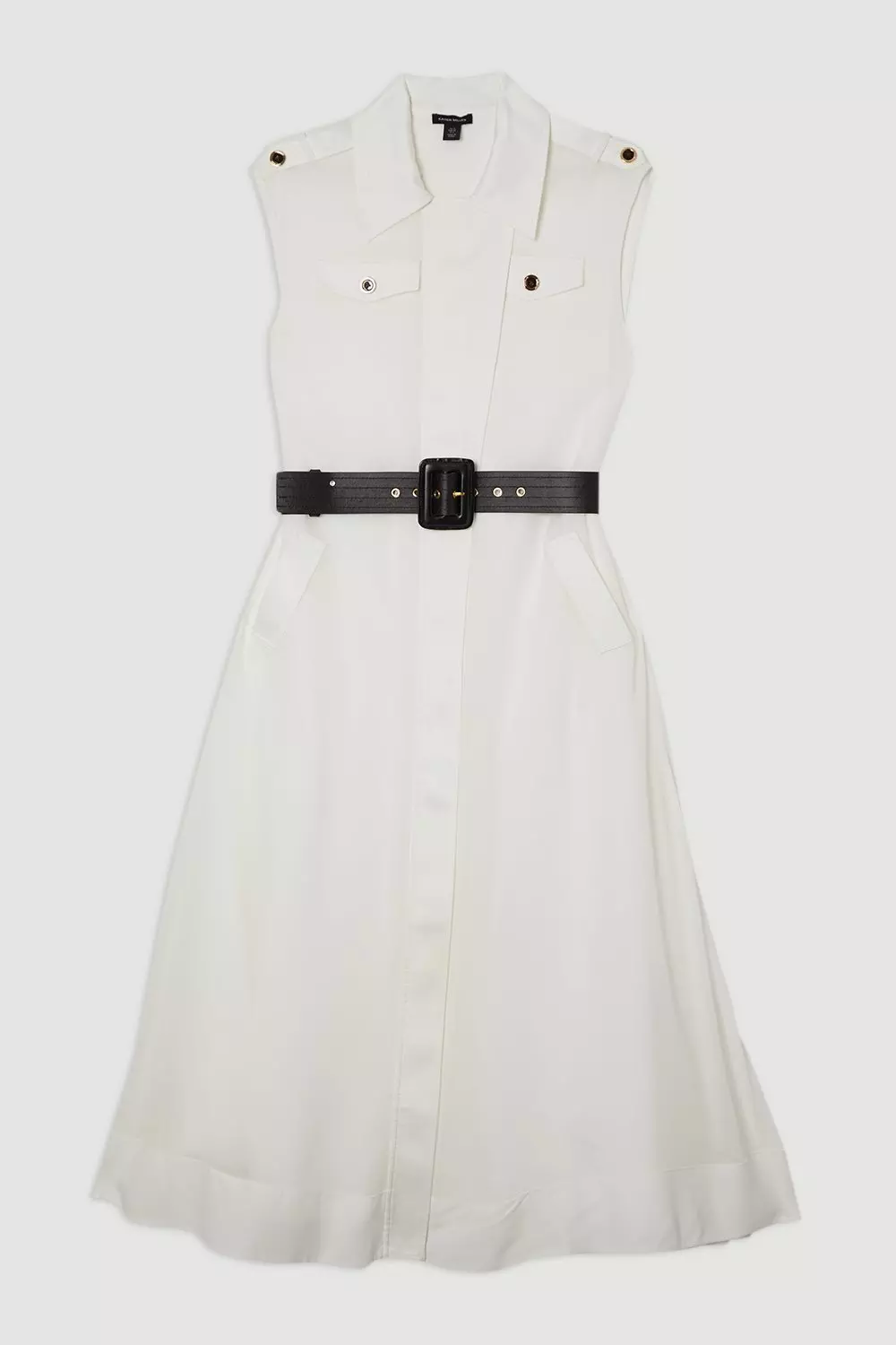 Viscose Georgette Woven Trench Sleeveless Midi Dress | Karen