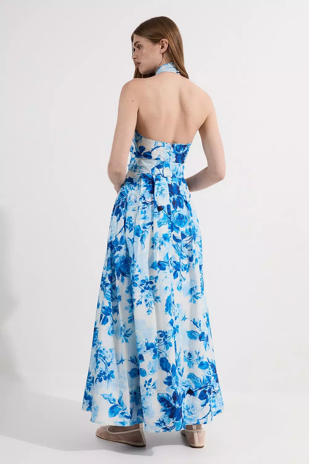 KAREN MILLEN* コットンベルト ホルターフルスカートドレス KAREN MILLEN* コットンベルト ホルターフルスカートドレス