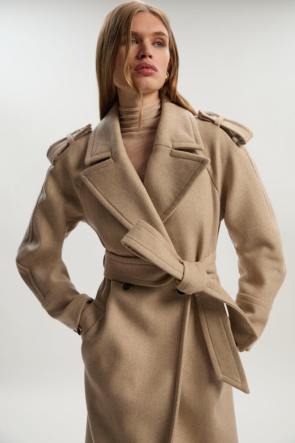 ジャケット・アウター louren oversize wool trench coat oatmeal Oversize Wool Trench Coat / Ivory Oatmeal Wool Overcoat