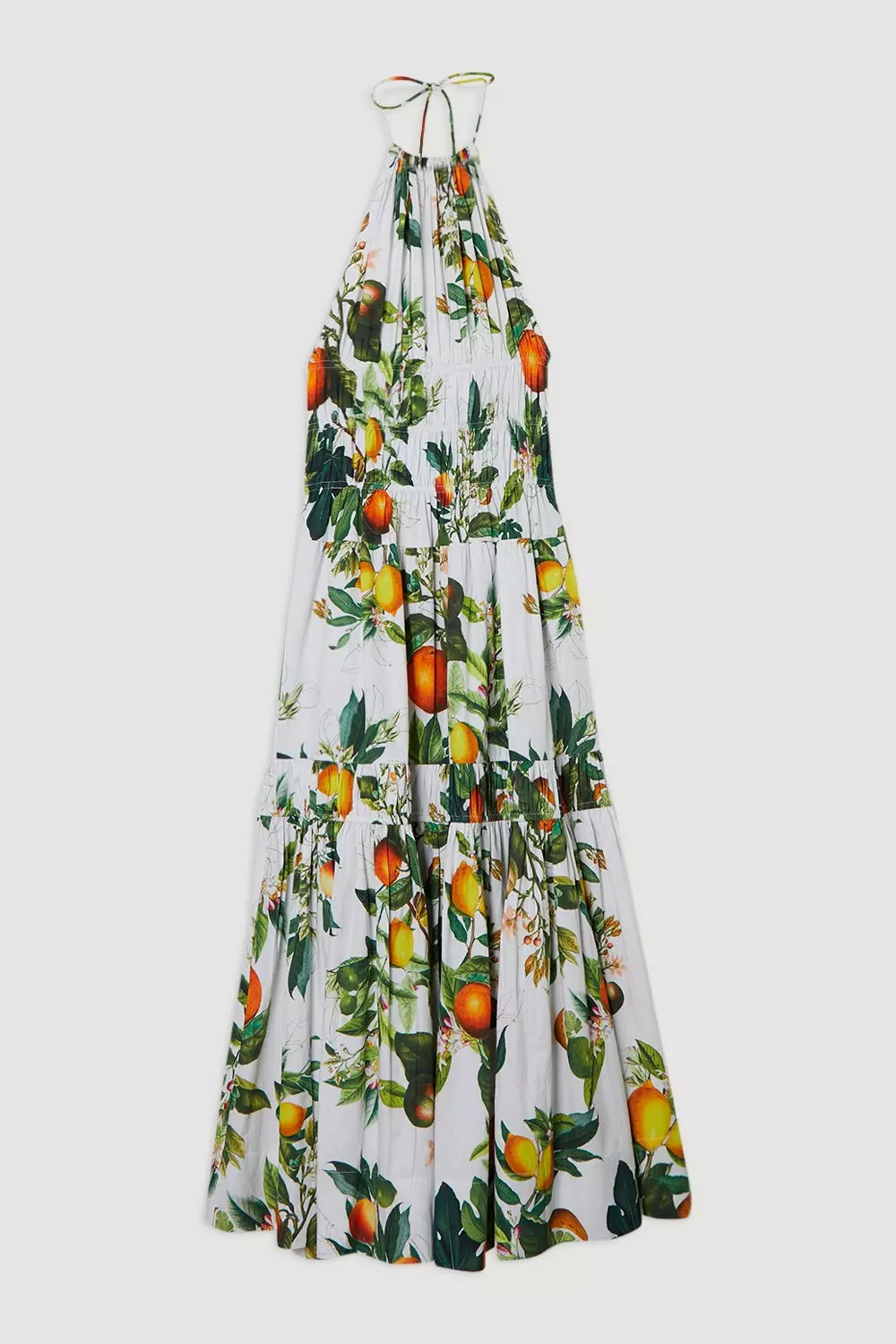 Karen Millenプチコットンチェーンホルター織りマキシドレス Petite Trailing Floral Woven Plunge Maxi Dress | Karen Millen